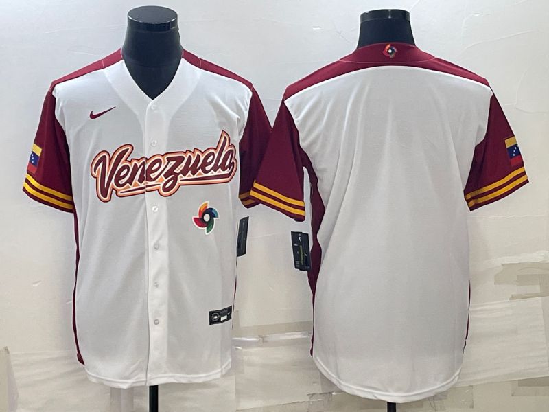 Men 2023 World Cub Venezuela Blank White Nike MLB Jersey6